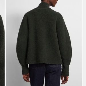 Theory Women’s Boule Wool-Blend Bishop-Sleeve Mock Turtleneck Dark Green Medium